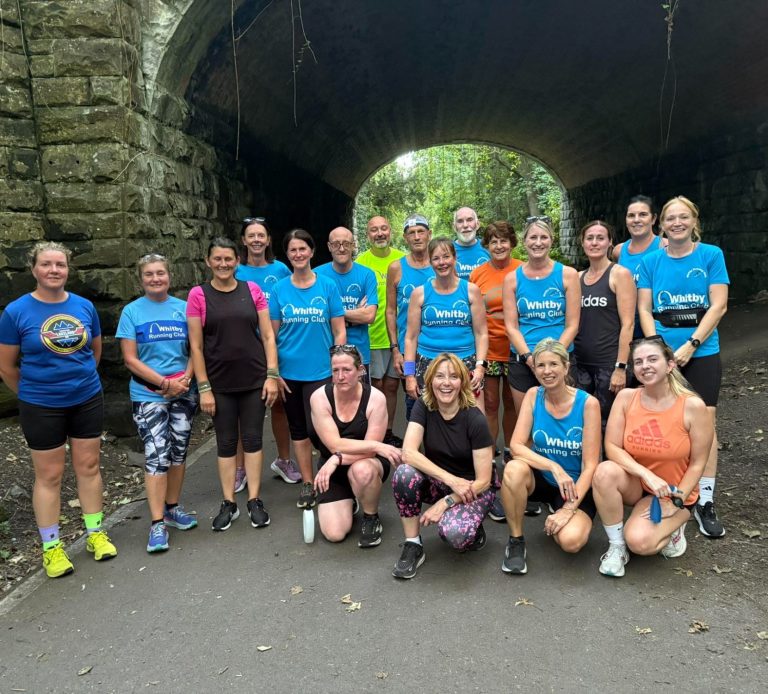 Mixed ability runners at the start of The Cinder Track Whitby